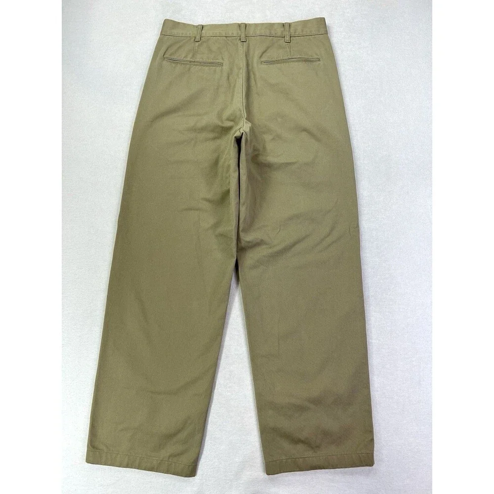 Uniqlo Straight Chino Trousers Relaxed Fit Pants Cotton Mens 32x30 Brown 479424